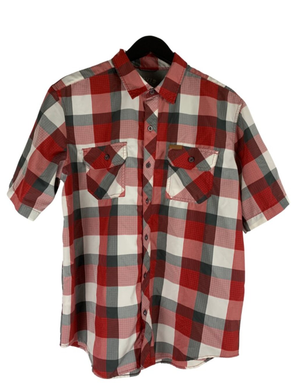 Orvis Men's Red Plaid Button Up Shirt Size L Short Sleeve Gorpcore - Picture 3 of 5